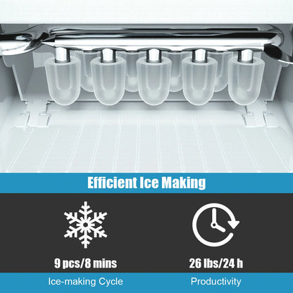 Costway Portable Ice Maker Machine Countertop 26Lbs/24H Self-cleaning w/ Scoop Green