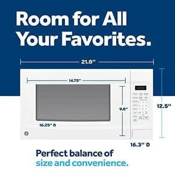 GE GCST14S1WWW Microwave Oven,1,100-watt 7 Auto Cooking Settings, Kitchen Essentials for The Countertop, Dorm Room or Apartment, Child-Lock Technology 1.4 Cu. Ft, White