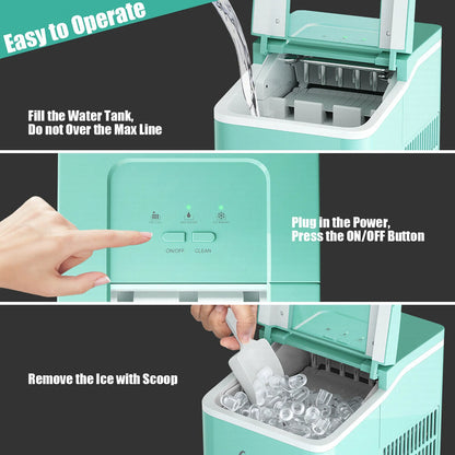 Costway Portable Ice Maker Machine Countertop 26Lbs/24H Self-cleaning w/ Scoop Green