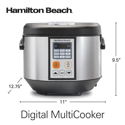 Hamilton Beach Digital MultiCooker, 20 Cup Rice Cooker, Slow Cooker, Steamer Saut��, Hot Cereal, Soup, & More