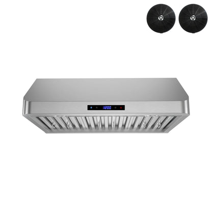Streamline 30 in. Montecreto Ductless Undermount 406 CFM Range Hood in Brushed Stainless Steel with Baffle Filters, Touchpad Control, LED Lights