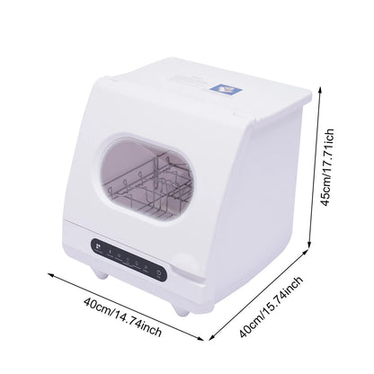 FETCOI Countertop Dishwasher, Compact Countertop 360Streak-Free Deep Cleaning Dishwasher Tableware Dishwashing 5 Washing Programs Automatic Portable Dish Washing Machine with Dish Rack White