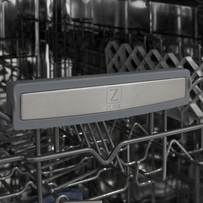 ZLINE 18" Tallac Series 3rd Rack Top Control Built-In Dishwasher in Unfinished Wood and Traditonal Handle, 51dBa