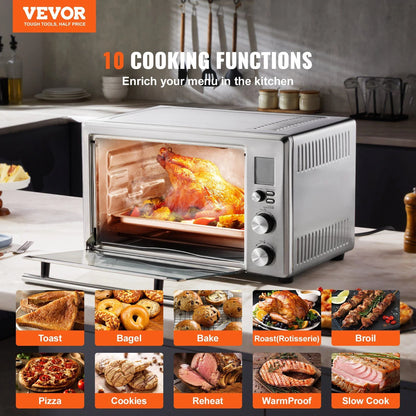 Countertop Convection Oven 28L Toaster Baker 10-IN-1 1800W for Home Use, with LCD Touchscreen, Multiple Cooking Functions, Rotisserie, and Accessories for Baking, Roasting, Toasting, and More