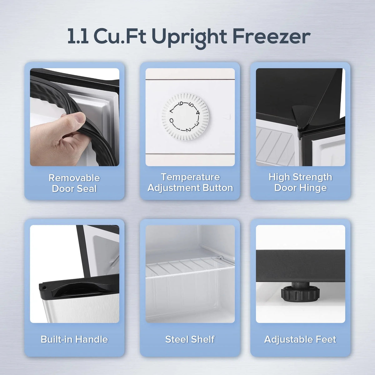 KNDKO Upright Freezer, 1.2cu.ft Mini Freezer with Adjustable Thermostat & Removable Shelves, Stand Up Freezer for Home/Office/Dorm, White