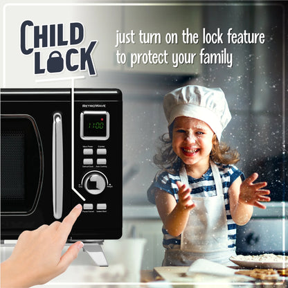 Nostalgia Mid-Century Retro 0.9 Cu. Ft. 900-Watt Microwave Oven, Black