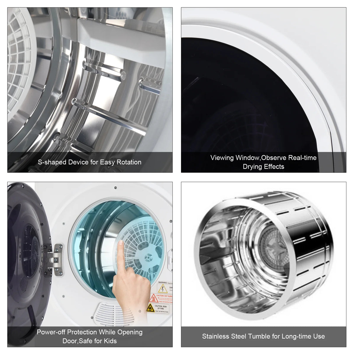 GYM25-78 Compact Portable Household clothes Dryer 1.6cuft with Stainless Steel Drum Black and White 120V MECHANICAL Control ETL Certification