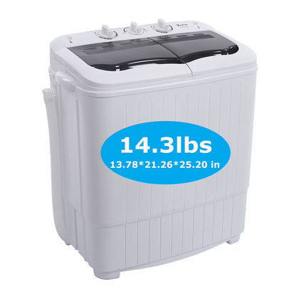 Portable Washing Machine,Compact Clothes Washing Machine, Semi Automatic Washing Machine, Mini Twin Tub Washing Machine for Apartments, Washer(7.7lbs) /Spiner(6.6lbs)