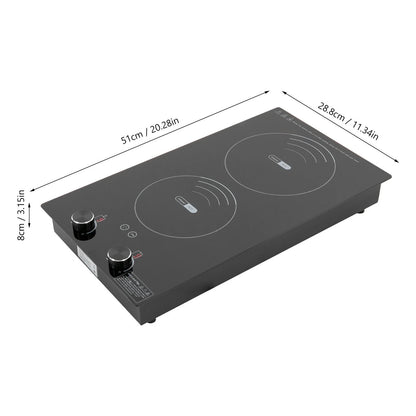 Electric Hob Cook Top Stove 110V Induction Cooktop 2 Burners Ceramic Cooktop