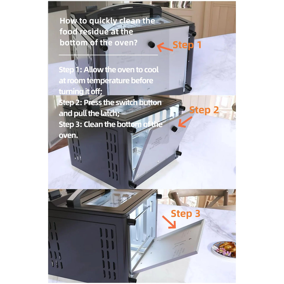Plum Chef 13QT Air Fryer, 4-Slice Air Fryer Toaster Oven, Space Saving, Visible Window, Oil Free, 1500W, Stainless Steel, Silver