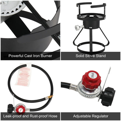 Turkey Fryer Kit, 30QT Aluminum Turkey Deep Fryer & 10QT Fish Fryer Kit w/Baskets & Stand, 54000 BTU Propane Burner, Thermometer, Marinade Injector, Turkey Rack & Rack Lifter, for Outdoor Cooking