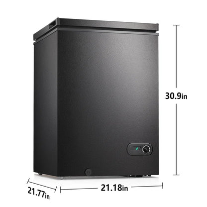 KNDKO 3.5cu.ft Compact Chest Freezer, Mini Freezer with Adjustable Temperature, 2 Removable Baskets, Top Open Door, Energy Saving, Black