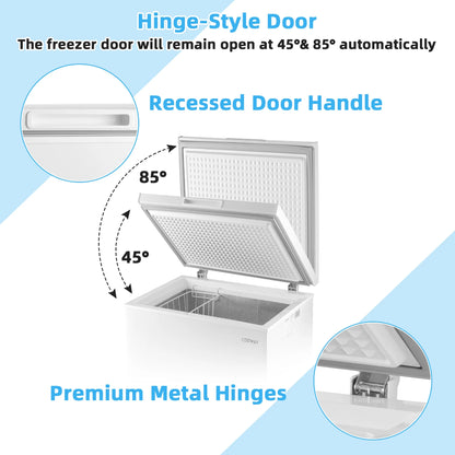 Costway 3.5 Cubic Feet Removable Storage Basket Chest Freezer