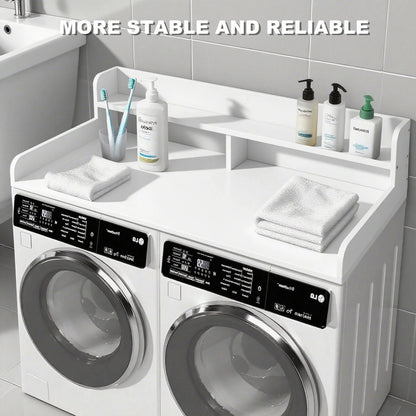 S-HOME Large Space 2-Tier Washer and Dryer Countertop with 2.75 Inch H Guard, 54 Inch W x 27.5 Inch D Topper for Laundry Room