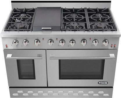 NXR 48" Stainless Steel Propane Gas Range with 7.2 cu. ft. Convection Oven & Under Cabinet Hood Bundle SC4811LP RH4801