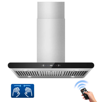36" Island Range Hood 700CFM Stainless Steel with LED Lights, 3-Speed Touch Control & Delay Shutoff, Ducted/Ductless Convertible