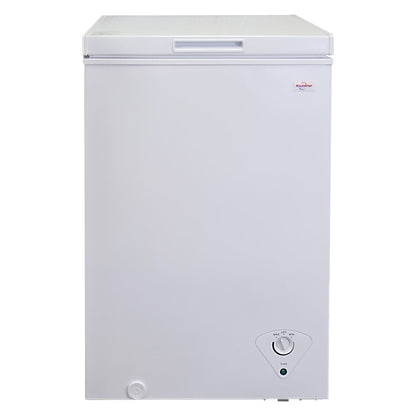 Koolatron 3.5 cu ft Compact Chest Freezer 99L White Manual Defrost Deep Freeze Storage Basket Space-Saving Flat Back