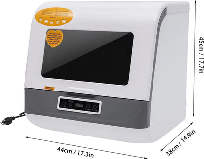 Countertop Dishwasher, Portable Dishwasher With Water Tank, 3 Washing Programs, 360-Degree Water Spraying, 75��C Hot Air Drying Technology, 110v, 1200w (Black+Brown)