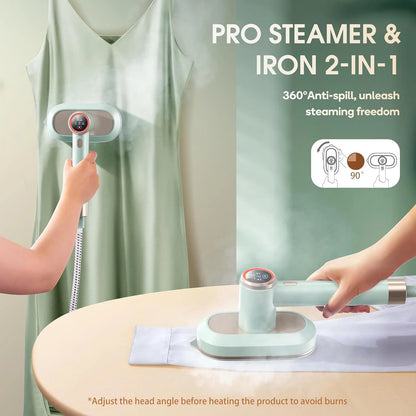 Newbealer Steamer for Clothes,2-in-1 1550W Turbocharged Garment Steamer & Iron ,3 Levels Smart Control Steaming,1.2L Detachable Tank,Auto Shut-Off,Self-Cleaning,Innovative Storage: Hang or Wall Mount