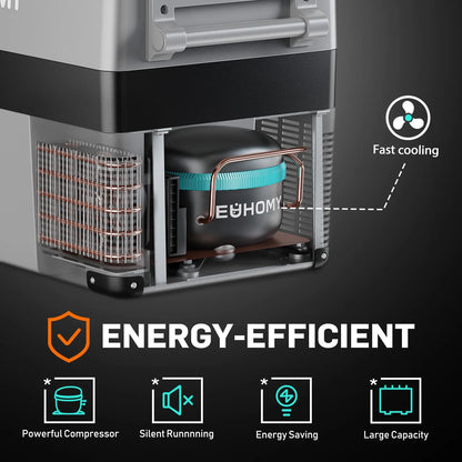 EUHOMY 12 Volt 46QT Car Refrigerator with Bluetooth APP Control, 12/24V DC & 110V AC, Portable Freezer Fridge Cooler for Car, RV, Camping, Home Use