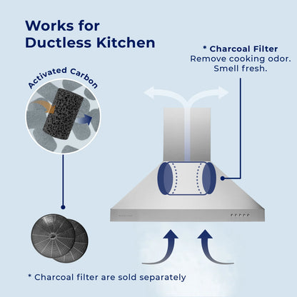 Hauslane Chef Series Base Model WM-530 30" Convertible Wall Mount Chimney Range Hood 120V in Matte White