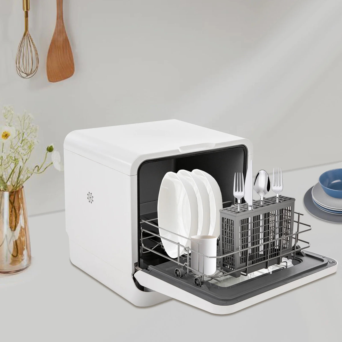 Counter Top Dishwashe, Portable Countertop Dishwashers, Mini Dishwasher 3-in-1 Cups Dishwasher
