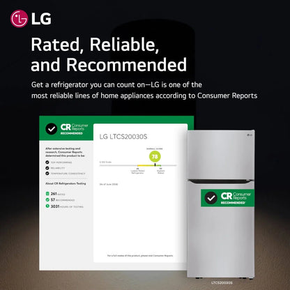 LG LTCS20030S 20 Cu. ft. Stainless Top Freezer Refrigerator - New