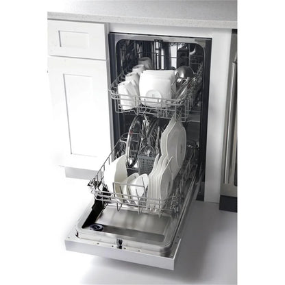 Pemberly Row 18" Stainless Steel Front Control Dishwashers in Silver