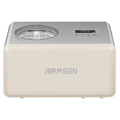 AIRMSEN 2.1 Qt Ice Cream Maker, No Pre-Freezing Electric Ice Cream Machine with Compressor and LCD Timer for Gelato, Frozen Yogurt, Sorbet, White