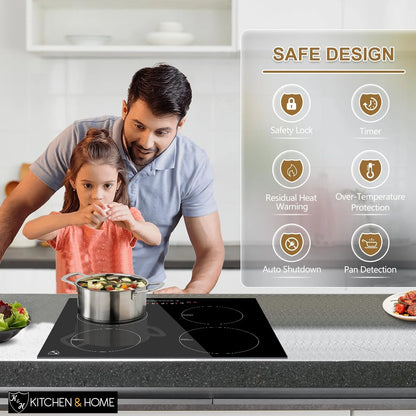 K&H 4 Burner 24 Inch Built-in Induction Electric Stove Top Ceramic Cooktop Touch Control 240V 6000W IN24-6004
