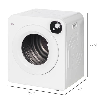 Clothes Dryer HOMCOM Portable Clothes Dryer, 120V 1300W Compact Laundry Dryer with Intelligent Drying, 3.2 cu.ft Stainless Steel Drum, Front Load Electric Dryer for Apartments, Dorms, RVs, White,Elec