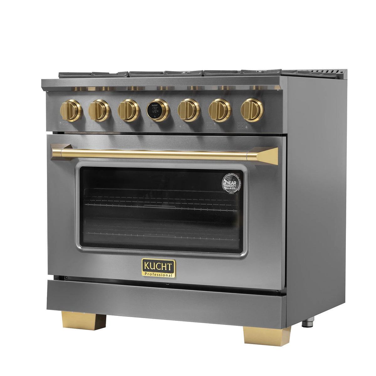 36 in. 5.2 cu. ft. Dual Fuel Range for Propane Gas in Titanium Stainless.