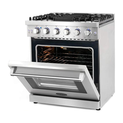 Cosmo 30 Inch 4.5 Cubic Foot Gas Range Convection Oven with 5 Italian Burners