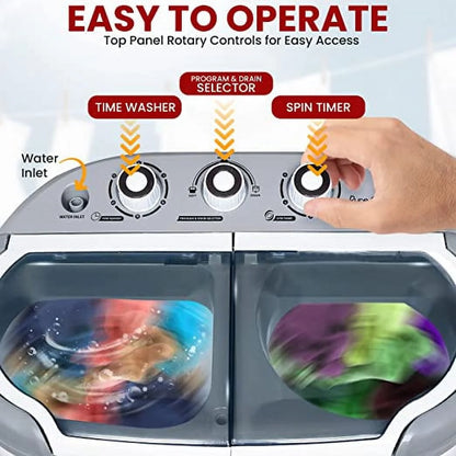 Pyle Pure Clean 110 Volt 2 in 1 Compact and Portable Washer and Dryer, Gray