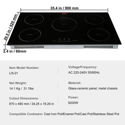 BENTISM 12 inch Electric Cooktop 2 Burners 1800W Stove Top Touch Control