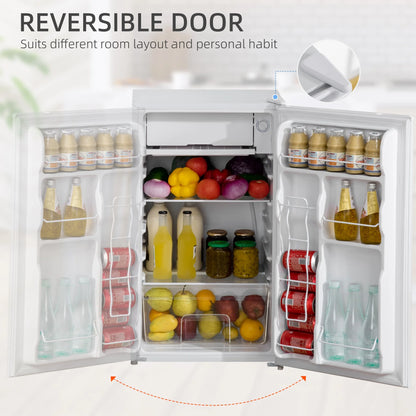 Harper & Bright Designs Double Door Mini Fridge with Freezer, 3.2 Cu.Ft Compact Refrigerator with Adjustable Shelf, Adjustable Thermostat and Reversible Door for Bedroom, Dorm, Home Office, White