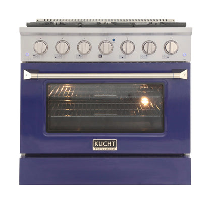 36 in. 5.2 cu. ft Dual Fuel Range for Natural Gas Sealed Burners in Blue.