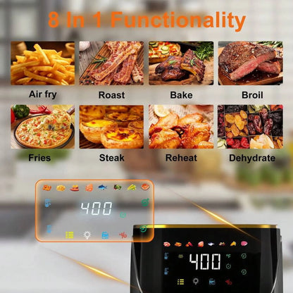 8.5 QT Air Fryer, 8-In-1 Air Fryer Oven With Digital Touch Screen, Visual Window, 1750W, Dishwasher-Safe & Nonstick, Fit For 1-3 People