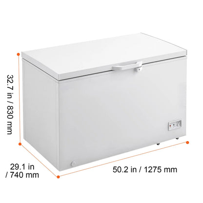 KFFKFF 12.8 Cu.ft / 345 L  Top-Open Chest Freezer with 7-SpeedTemperature Control 4 Removable Storage Baskets, Freestanding 6 Wheels