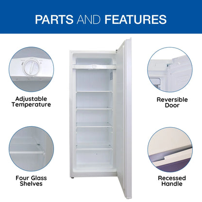 Koolatron Garage-Ready Upright Freezer 7.0 cu ft (198L) White Low Frost