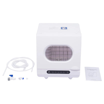 FETCOI Countertop Dishwasher, Compact Countertop 360Streak-Free Deep Cleaning Dishwasher Tableware Dishwashing 5 Washing Programs Automatic Portable Dish Washing Machine with Dish Rack White