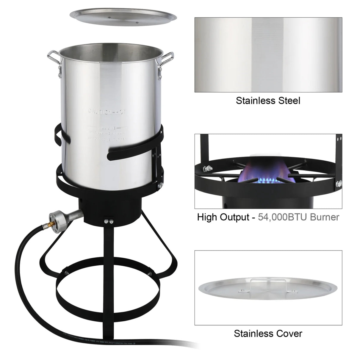 Turkey Fryer Kit, 30QT Aluminum Turkey Deep Fryer & 10QT Fish Fryer Kit w/Baskets & Stand, 54000 BTU Propane Burner, Thermometer, Marinade Injector, Turkey Rack & Rack Lifter, for Outdoor Cooking