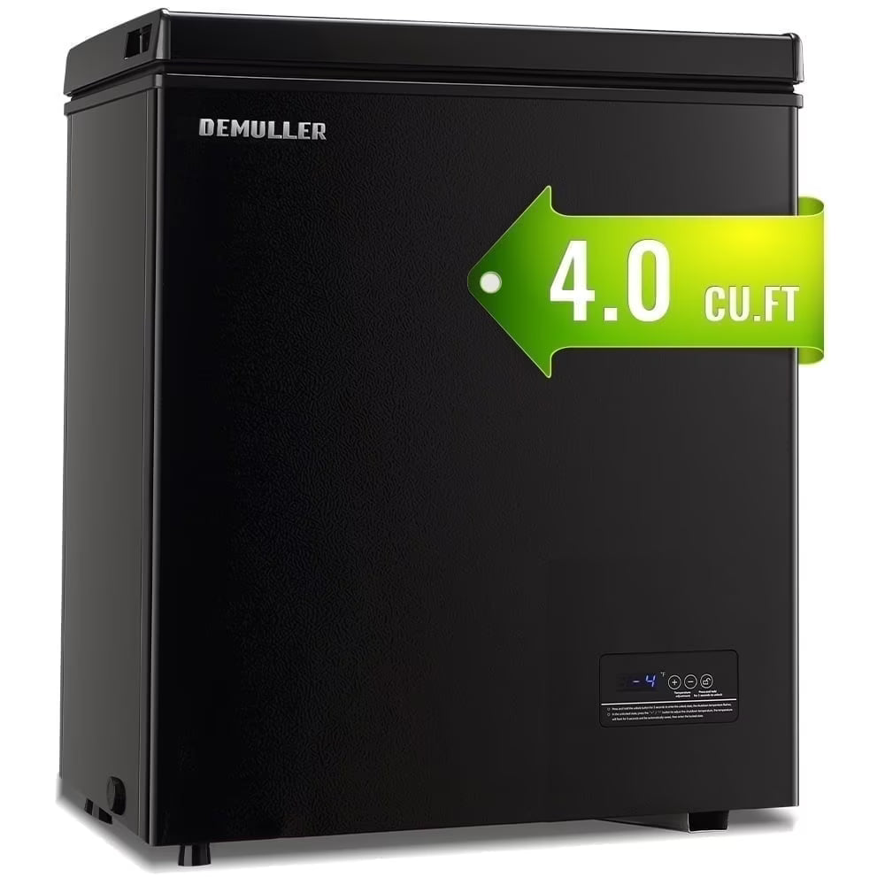 DEMULLER 4.0 Cu. ft Chest Freezer Small Freezer with Top Open Door Freestanding Black
