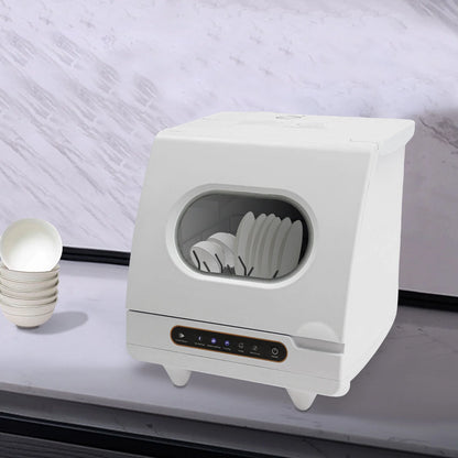 Portable White Countertop Dishwasher Compact Dishwasher 5 Washing Programs 1200W