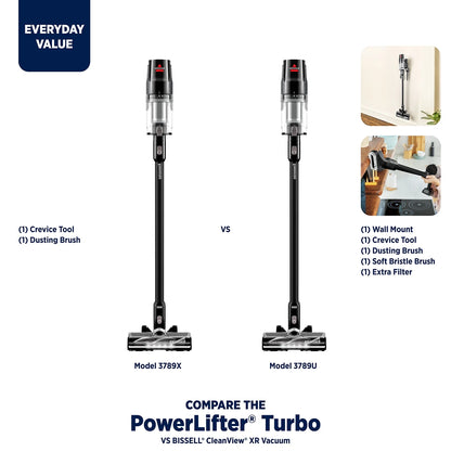 Bissell PowerLifter Lightweight Cordless Vacuum w/ Removable Battery, 35-min runtime, LED Lights, Removable Hand Vac, Black, 3789X