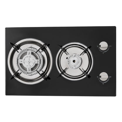 2 Burner Modern Gas Cooktop Gas Stove Top with 2 Burner Black 20.47*12.6 in