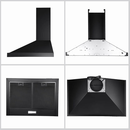 24 inch Wall Mounted Range Hood Kitchen Stove Vent Hood 450 CFM 3-Speed Fan