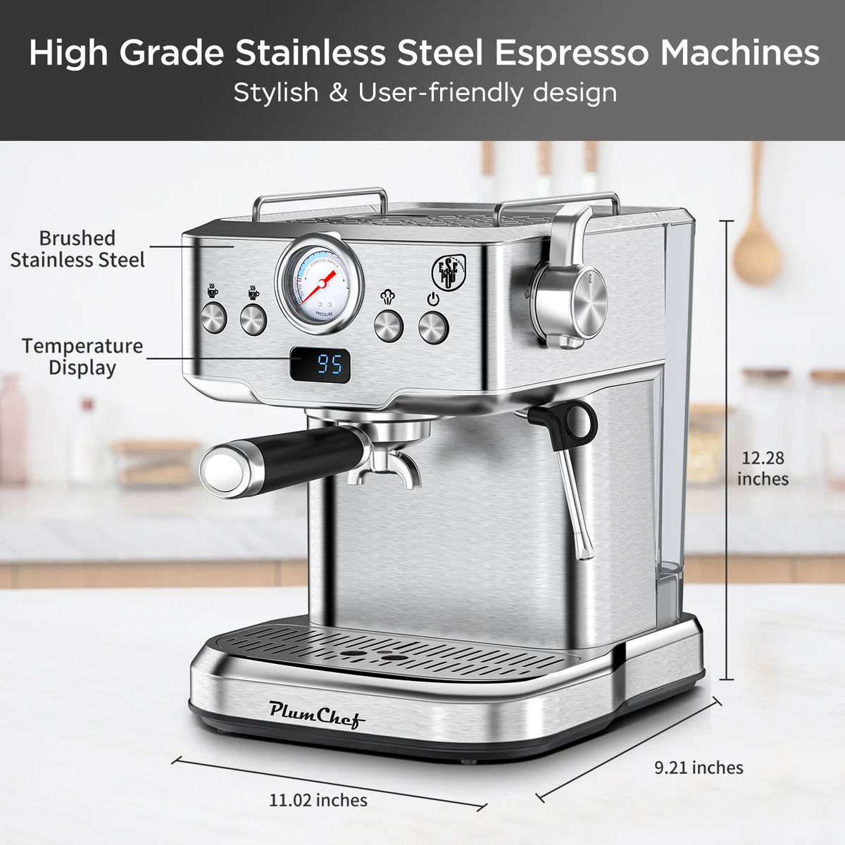 20 Bar Espresso Machine with Milk Frother, Single & Double Shot, ESE Pod Compatible, Removable Water Tank for Cappuccino, Latte, & Machiato for Home Barista