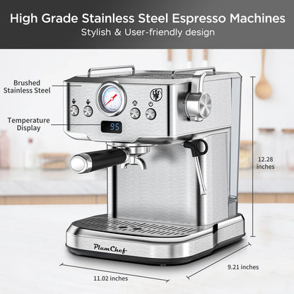 20 Bar Espresso Machine with Milk Frother, Single & Double Shot, ESE Pod Compatible, Removable Water Tank for Cappuccino, Latte, & Machiato for Home Barista