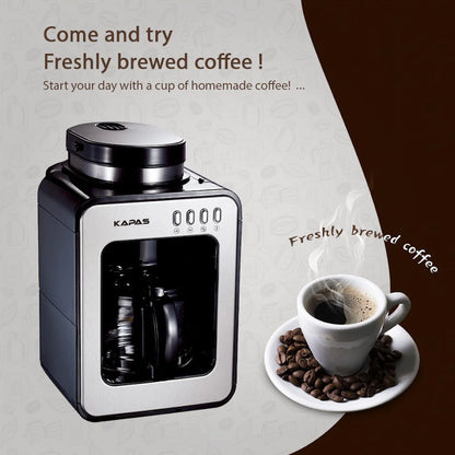 KAPAS Mini Automatic Coffee Machine With Grinding Function, Programmable Timer Mode and Keep Warm Plate,0.6L Capacity, 600W